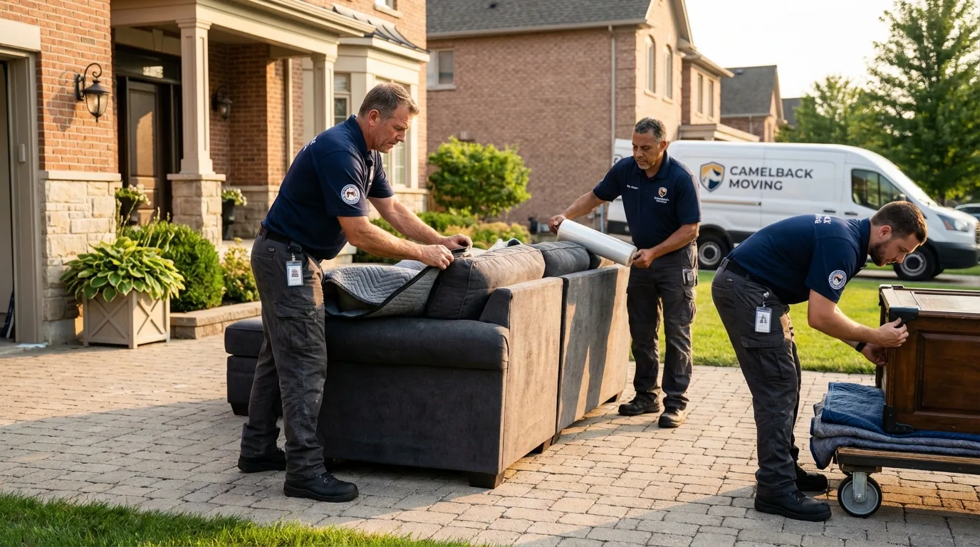 Large estate moving crew wrapping furniture in Hollister, CA