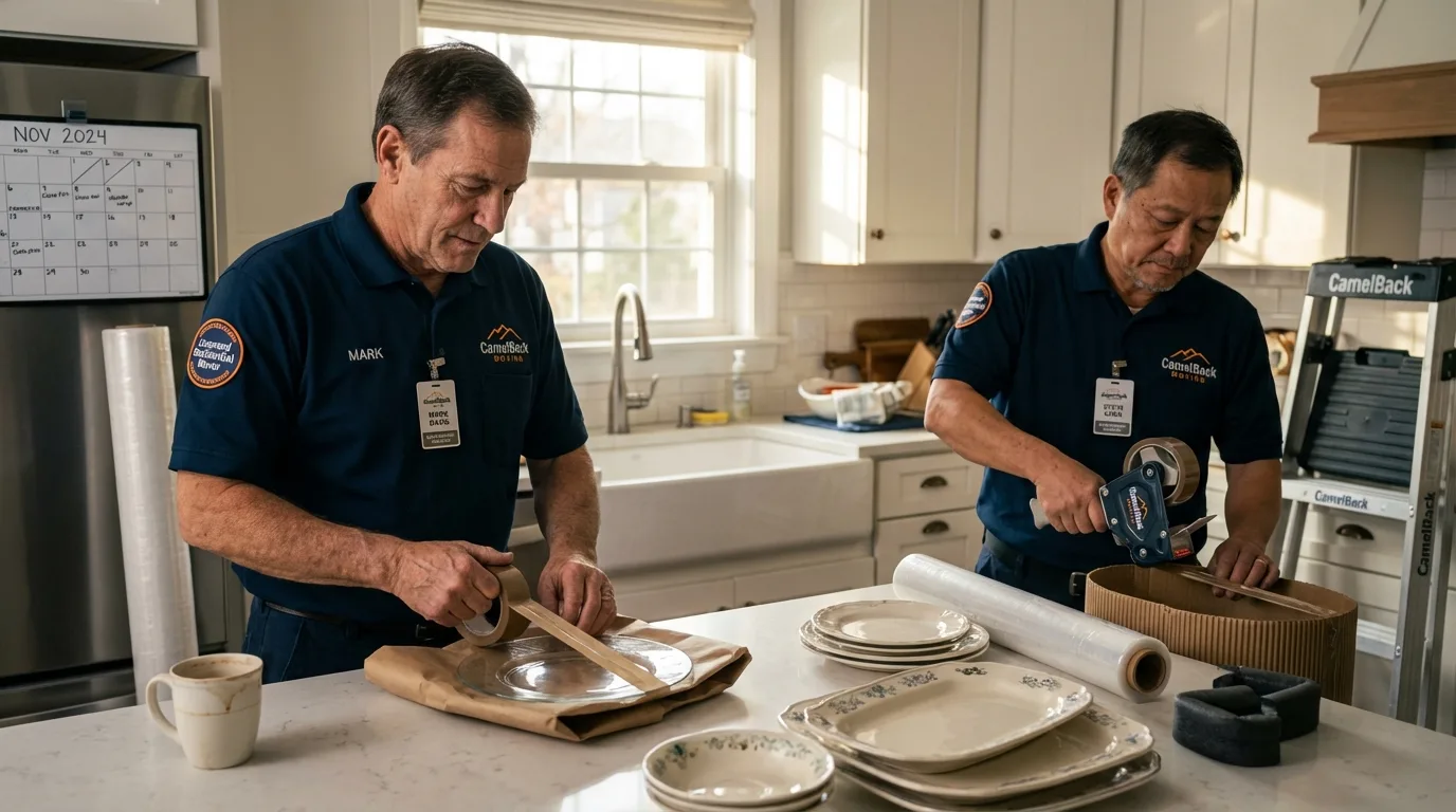Professional crew packing kitchen dishware in Hollister, CA